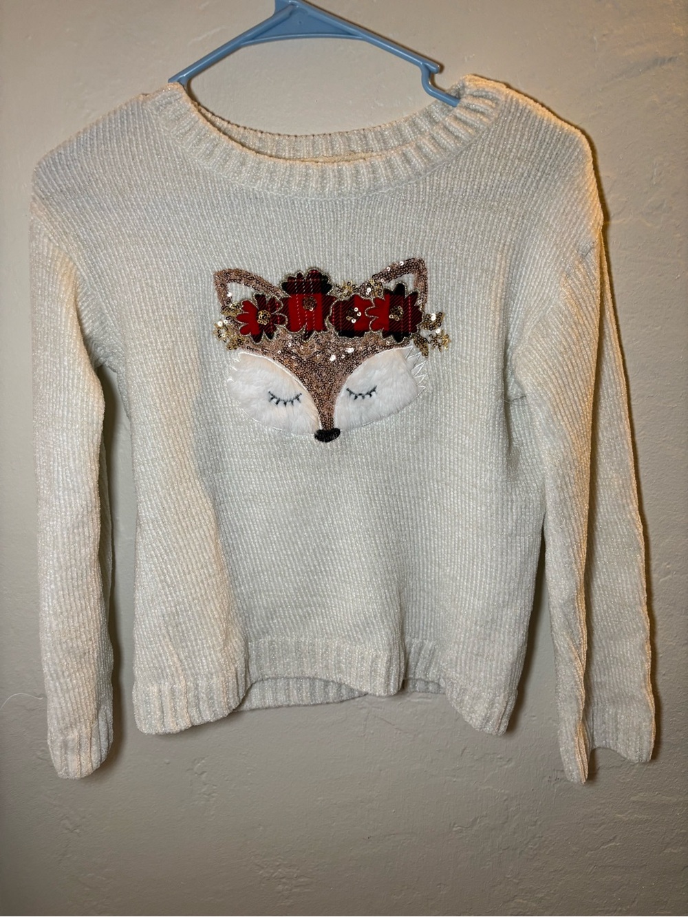Women’s Cream Fox Appliqué Sweater